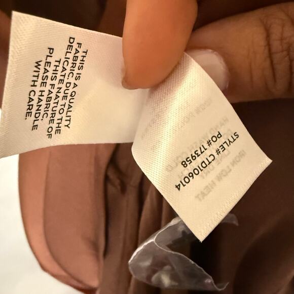 Lulus Satin Halter Midi Dress Brown Sz L NWT | Open Back Wedding Guest Gown - Picture 13 of 16